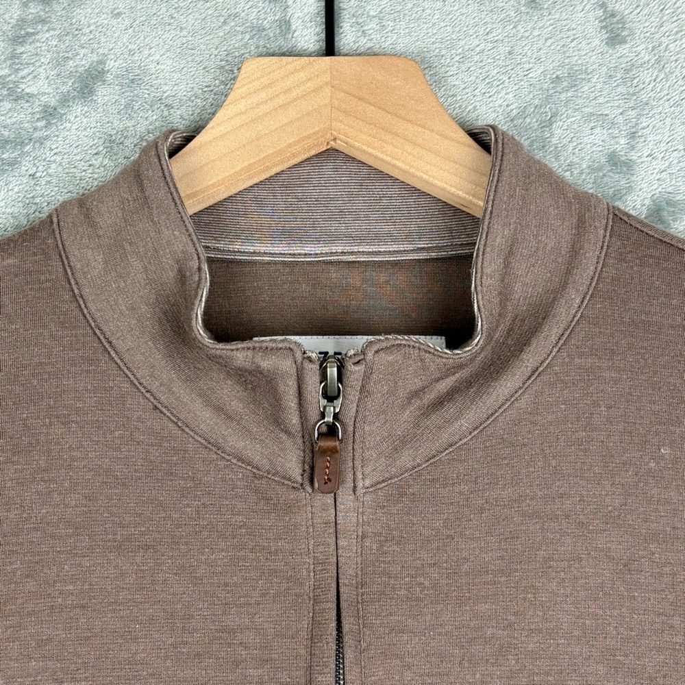 Mizzen Main 1/4 Zip Pullover Mens XL Brown Trim Fit Mock Neck Sweater - Picture 7 of 14
